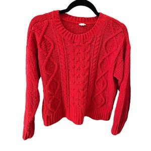 3/$15 Garage Womens XS Cherry Red Cable Knit Sweater Crewneck